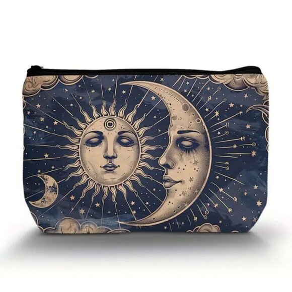 Cosmetic Bag Makeup Celestial Moon Stars Astrology Pouch Travel Storage NEW - Picture 1 of 3